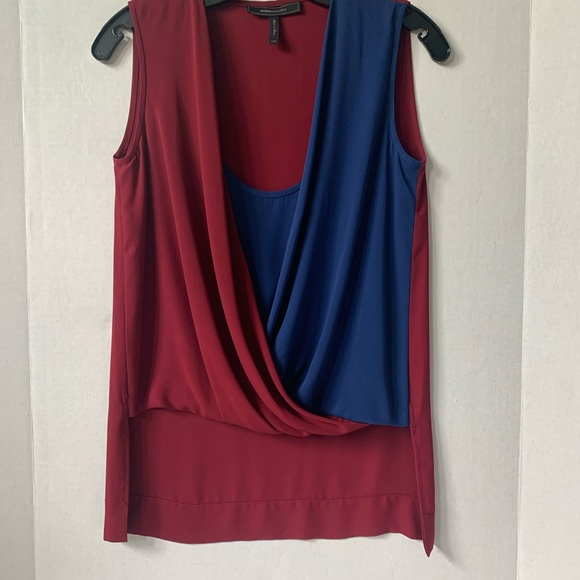BCBGMaxAzria Surplice Drape Top Red Blue  XXS - Picture 8 of 8